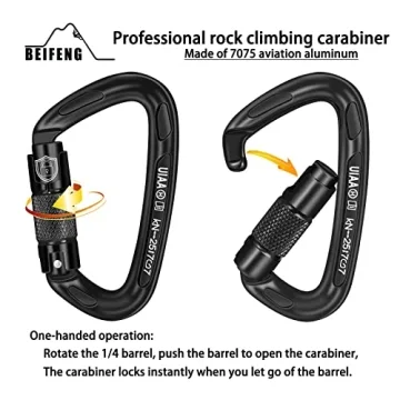 BEIFENG Auto Locking Carabiner 25KN for Climbing and Camping
