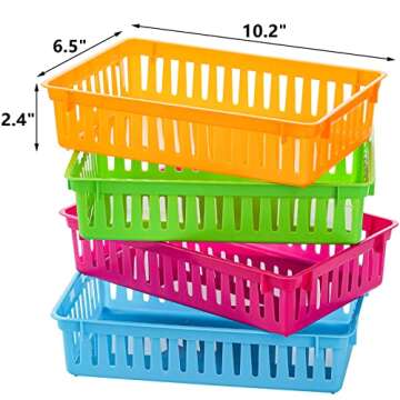DEAYOU 16 Pack Classroom Storage Baskets Bins, Small Plastic Organizer Basket, Colorful Storage Tray...
