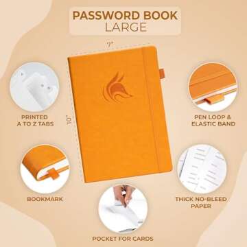 Clever Fox Password Book with Alphabetical tabs. Internet Address Organizer Logbook. Large Password ...