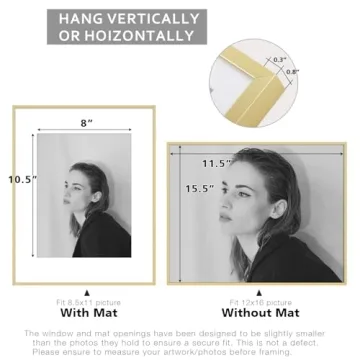 Elegant Golden State Art 12x16 Picture Frame with Mat