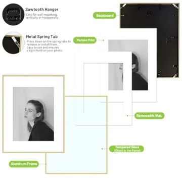 Elegant Golden State Art 12x16 Picture Frame with Mat