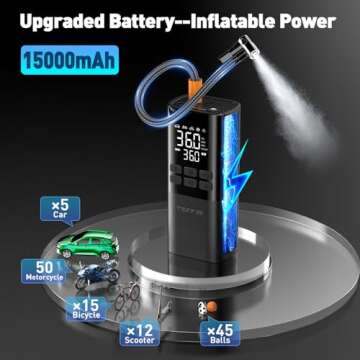 Tire Inflator Portable Air Compressor - Air Pump for Car Tires 150PSI &15000 mAh Battery, Portable T...