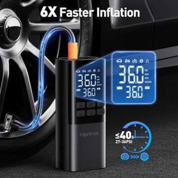 Portable Tire Inflator 150PSI & 15000mAh Battery