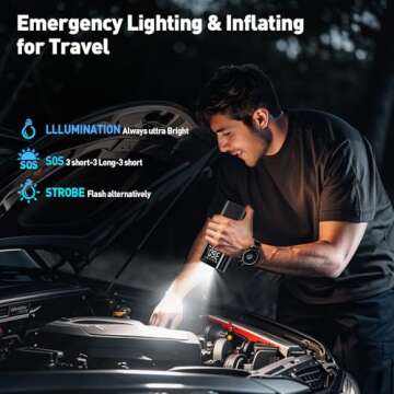 Portable Tire Inflator 150PSI & 15000mAh Battery