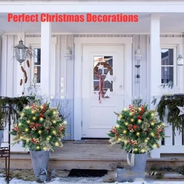 Prelit Christmas Planter Bushes with 60 LED Lights