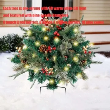 Prelit Christmas Planter Bushes with 60 LED Lights