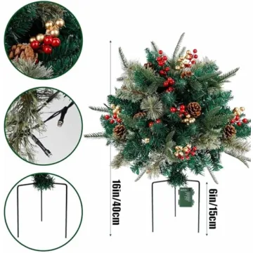 Prelit Christmas Planter Bushes with 60 LED Lights