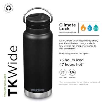 Klean Kanteen TKWide Insulated Water Bottle with Twist Cap - Reusable Travel Water Bottle with Stain...