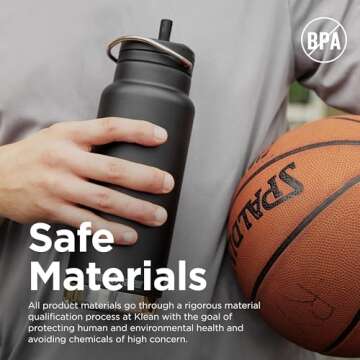 Klean Kanteen TKWide Insulated Water Bottle with Twist Cap - Reusable Travel Water Bottle with Stainless Steel Straw - Perfect for Workouts & Sports - Black, 32 oz