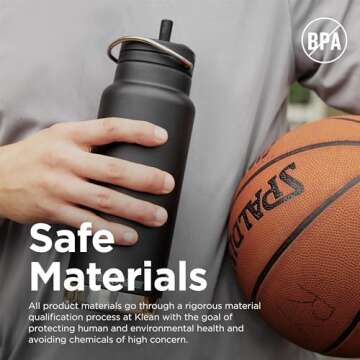 Klean Kanteen TKWide Insulated Water Bottle with Twist Cap - Reusable Travel Water Bottle with Stainless Steel Straw - Perfect for Workouts & Sports - Black, 32 oz