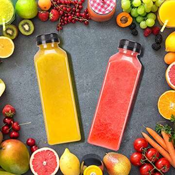 BAKHUK 36pcs 16oz Empty Plastic Juice Bottles with Caps, Reusable Clear Bulk Beverage Containers for Juice, Milk and Other Beverages