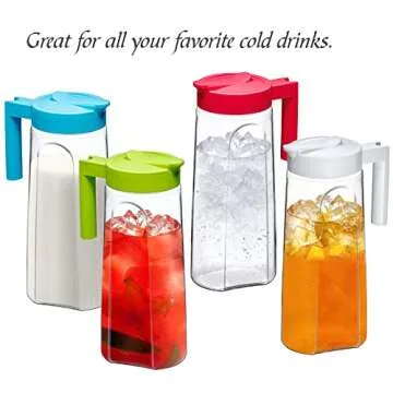 Amazing Abby - Slim - Tritan Pitcher (64 oz), Unbreakable Plastic Water Pitcher with Lid, BPA-Free, Heat-Resistant, Dishwasher-Safe, Great for Both Iced and Hot Drinks, Indoors and Outdoors, White