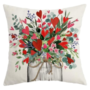 AACORS Valentine's Day Pillow Covers Floral Decor 18x18
