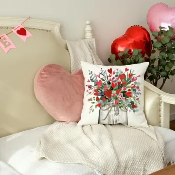 AACORS Valentine's Day Pillow Covers Floral Decor 18x18