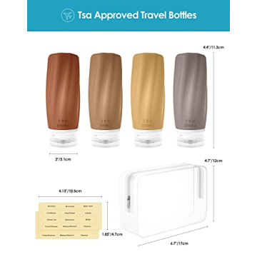 Morfone TSA Approved Leak Proof Travel Bottles - 3oz Silicone Containers