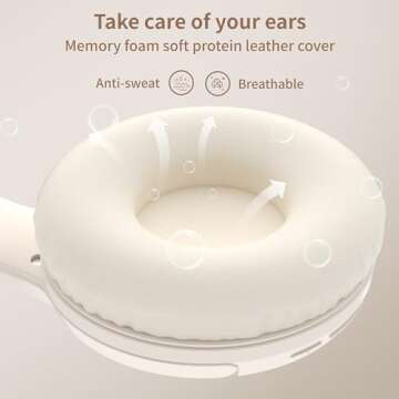 Falebare Bluetooth Headphones Over Ear with 120H Playtime, 4 EQ Modes, Wireless Headphones with Mic, Hi-Fi Stereo, Fast Charging, Headphones with Case for Travel Office Home, White