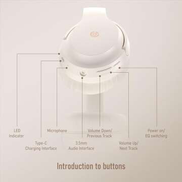 Falebare Bluetooth Headphones Over Ear with 120H Playtime, 4 EQ Modes, Wireless Headphones with Mic, Hi-Fi Stereo, Fast Charging, Headphones with Case for Travel Office Home, White