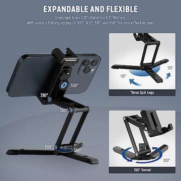 NEEWER Phone Tripod Mount with Cold Shoes, Metal Smartphone Tripod Adapter Compatible with iPhone, M...