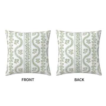 Bugana Lettuce Green Boho Geometric Modern Designer Styles Art Farmhouse Decor Throw Pillow Cover, Cushion Pillowcase for Indoor Outdoor Sofa Bedroom Home Decorative Gifts 18 X 18 Inches