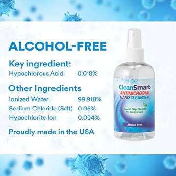 CleanSmart Antimicrobial Skin & Hand Cleanser, 8 Ounce Bottle (Pack of 2) Alcohol-Free Safe Cleanser