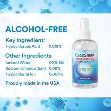 CleanSmart Antimicrobial Skin & Hand Cleanser, 8 Ounce Bottle (Pack of 2) Alcohol-Free Safe Cleanser