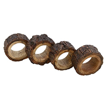 Artisan Handmade Wood Napkin Rings Set - Rustic Charm
