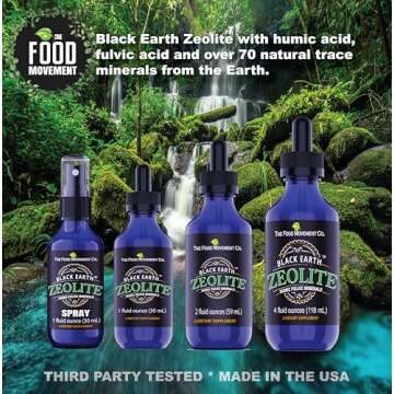 Black Earth Zeolite with Humic Fulvic Acids Trace Minerals for Adults and Kids for Detox, Gut Health and Immune Support - 2oz Liquid Drops Supplement