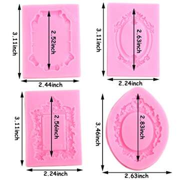 Mujiang Baroque Style Fondant Molds Curlicues Scroll Lace Photo Frame Silicone Molds Set Of 4