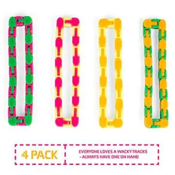 Neliblu Wacky Tracks Snap and Click Fidget Toys for Sensory Kids - ADHD, Autism, Stress Relief Therapy - Keeps Fingers Busy and Minds Focused - Snake Puzzles, Assorted Colors (Pack of 4)
