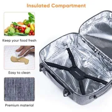 BAGSPRITE Double-Layer Slow Cooker Carrying Bag for 6-8 Quart CrockPot and Hamlton Beach Slow Cooker, Travel Bag with Lid Fastener for Crock-pot, Portable Carrier Case Slow Cooker Bag