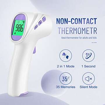 No-Touch Thermometer for Adults and Kids, Digital Thermometer with Fever Alarm, Fast Accurate Result...