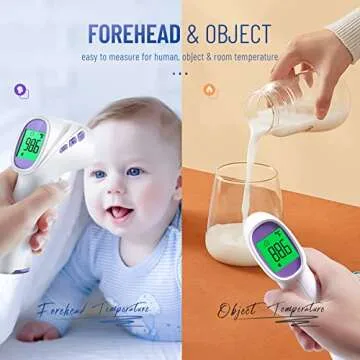 No-Touch Thermometer for Adults and Kids, Digital Thermometer with Fever Alarm, Fast Accurate Results, Easy for All Ages, FSA Eligible (Purple)