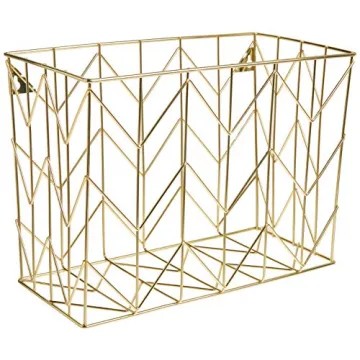 Stylish U Brands Gold Wire Hanging File Basket - Versatile Organizer for Office & Home