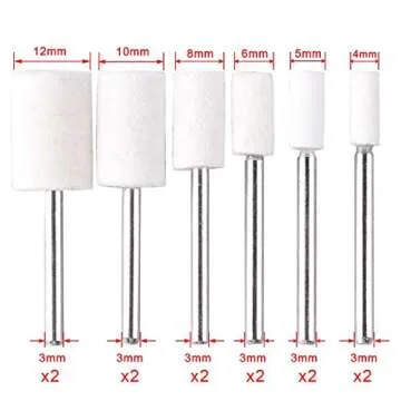 AUSTOR 24 Pieces Wool Felt Mounted Mandrel Set 2 Shaped and 6 Sizes Polishing Buffing Wheel Bits with Free Box for Dremel Rotary Tool - 1/8 Inch Shank