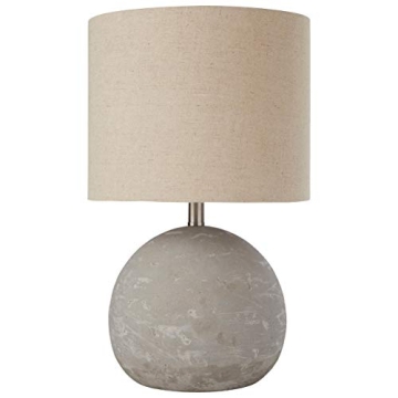 Amazon Brand – Stone & Beam Industrial Round Concrete Table Desk Lamp with Light Bulb and Beige Shade, 16"H