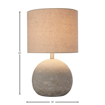 Amazon Brand – Stone & Beam Industrial Round Concrete Table Desk Lamp with Light Bulb and Beige Shade, 16"H