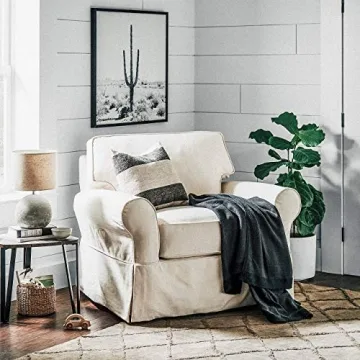 Amazon Brand – Stone & Beam Industrial Round Concrete Table Desk Lamp with Light Bulb and Beige Shade, 16"H