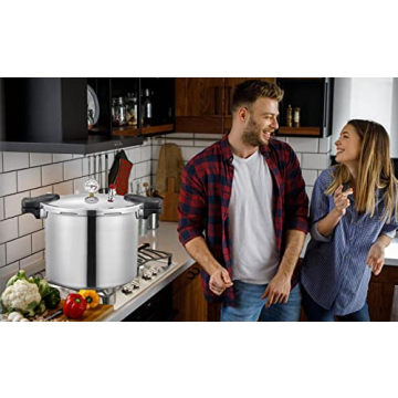 TSTQH 25 quart pressure canner cooker Built-in luxury digital gauge Aluminum Explosion proof cookers canners for canning With1steaming tray Induction Compatible,Delivery from US warehouse,silver