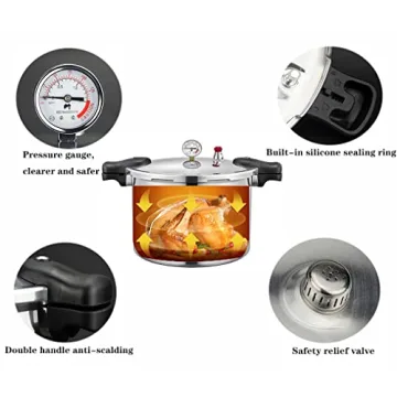 TSTQH 25 quart pressure canner cooker Built-in luxury digital gauge Aluminum Explosion proof cookers canners for canning With1steaming tray Induction Compatible,Delivery from US warehouse,silver