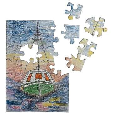 INOVART Puzzle-It 28-Piece Blank Puzzle, 24 Puzzles Per Package, 5-1/2" x 8", White