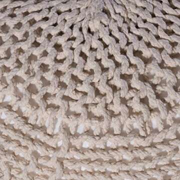 Coastal Style Austin Knitted Cotton Pouf by Christopher Knight