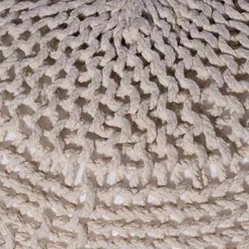 Coastal Style Austin Knitted Cotton Pouf by Christopher Knight