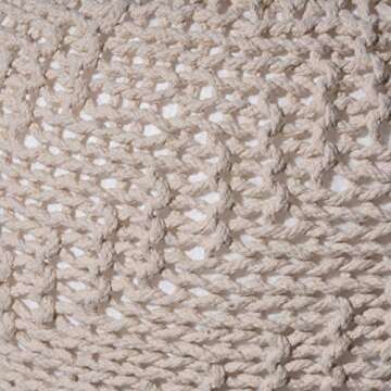 Coastal Style Austin Knitted Cotton Pouf by Christopher Knight