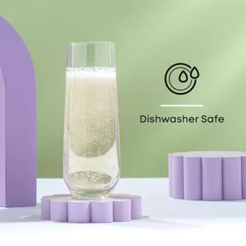 JoyJolt Milo Stemless Champagne Flutes Set of 8 Crystal Glasses. 9.4oz Prosecco Wine Flute, Mimosa Glasses Set, Cocktail Glass Set, Water Highball Glass, Bar Glassware