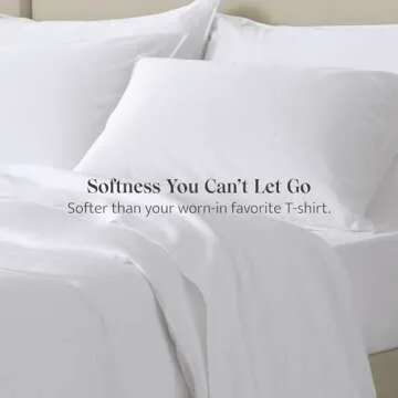 Double Stitch Cotton Tencel Sheet - Bed Sheets Set Queen Size, 4Pc Luxury Hotel Bedding Set, Soft, Cooling & Breathable for Hot Sleepers, Deep Pocket Up to 16 Inches, Bright White