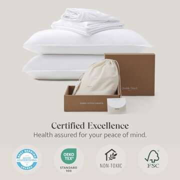 Double Stitch Cotton Tencel Sheet - Bed Sheets Set Queen Size, 4Pc Luxury Hotel Bedding Set, Soft, Cooling & Breathable for Hot Sleepers, Deep Pocket Up to 16 Inches, Bright White