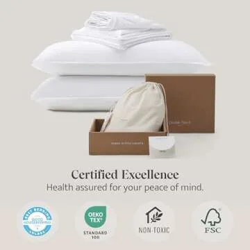 Double Stitch Cotton Tencel Sheet - Bed Sheets Set Queen Size, 4Pc Luxury Hotel Bedding Set, Soft, Cooling & Breathable for Hot Sleepers, Deep Pocket Up to 16 Inches, Bright White