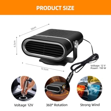 JILOUR 12V Portable Car Heater Fast Heating & Cooling