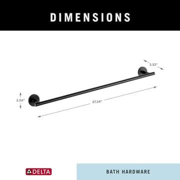 Delta 759240-BL Trinsic 24 in. Wall Mount Towel Bar Bath Hardware Accessory in Matte Black