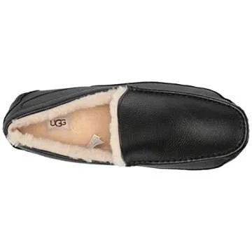 UGG Men's Ascot Slipper in Black Leather for Comfort